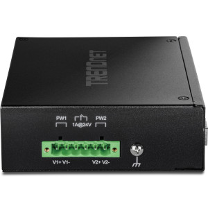 TRENDnet TI-PG62 7-Port Gigabit Ethernet Switch, 4 Gigabit PoE+, 1 Gigabit, & 2 SFP slots, 14 Gbps switching capacity, DIN-rail/wall mount